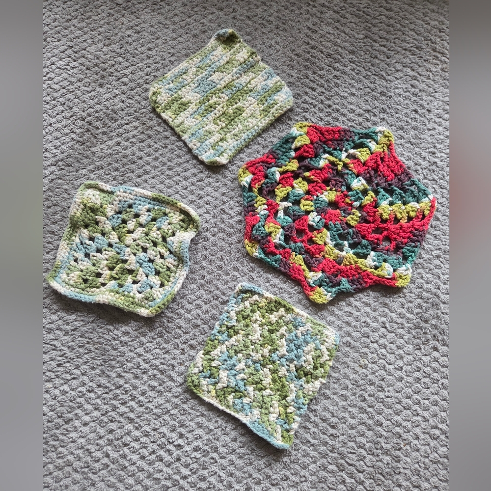 Handmade Multicolor Crochet Dishcloth Set